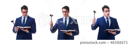 Lawyer law student with a gavel isolated on white background Lawyer law student with a gavel isolated on white background 46388871