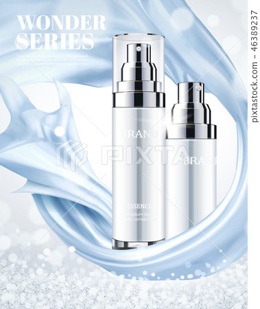 Cosmetic ads with blue satin 46389237