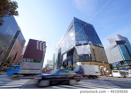 Tokyo cityscape in Japan I look at Tokyu Plaza Ginza facing Ginza / Sukiyabashi intersection 46389886