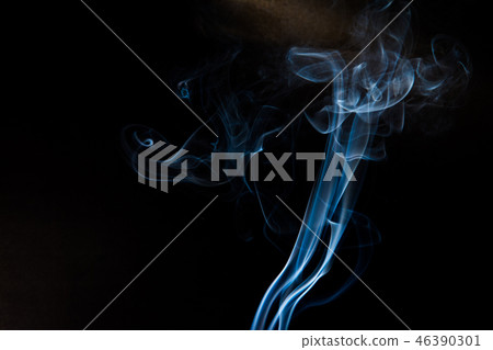 Blue smoke on black background, smoke abstract Blue smoke on black background, smoke abstract 46390301