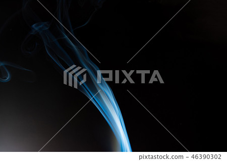 Blue smoke on black background, smoke abstract 46390302
