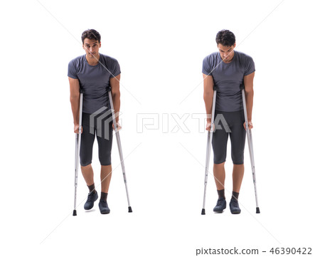 Young patient athlete sportsman suffering an injury trauma with  Young patient athlete sportsman suffering an injury trauma with  46390422