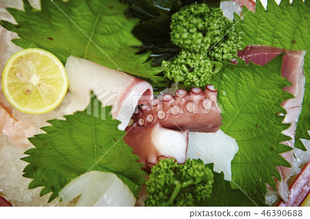 sliced raw fish sliced raw fish 46390688