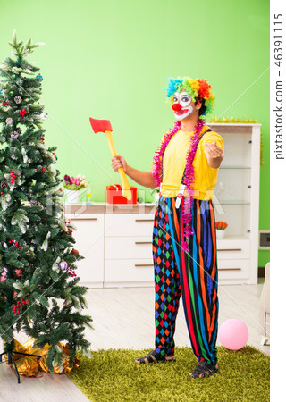 Funny clown in Christmas celebration concept Funny clown in Christmas celebration concept 46391115