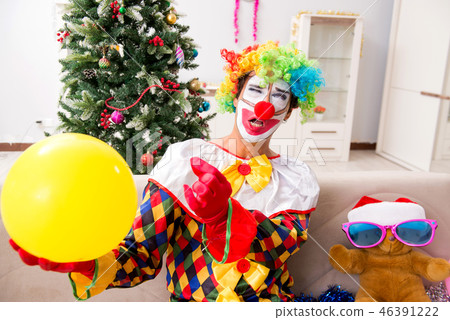 Funny clown in Christmas celebration concept  46391222