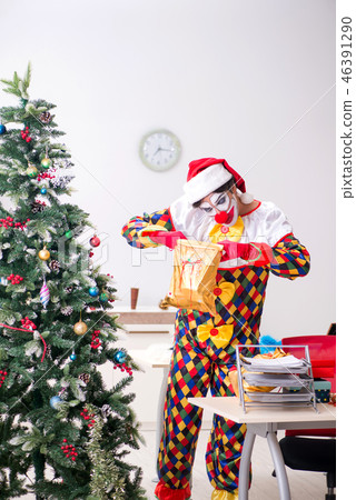 Funny clown in Christmas celebration concept Funny clown in Christmas celebration concept 46391290