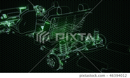 Holographic animation of 3D wireframe car  46394012
