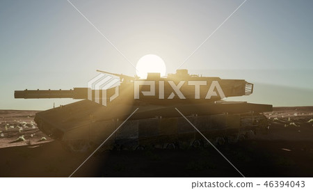 old rusty tank in the desert at sunset 46394043