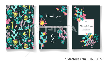 Ready wedding card design template. Beautiful desert blooming su Ready wedding card design template. Beautiful desert blooming su 46394156