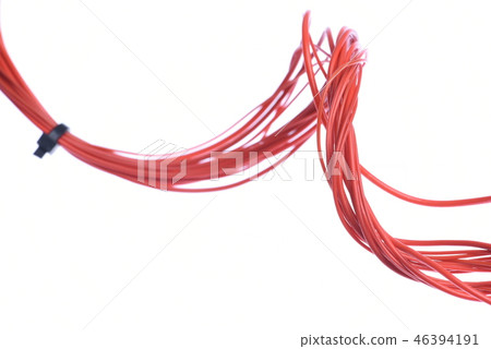 Bundle of electric cable wire isolated on white Bundle of electric cable wire isolated on white 46394191