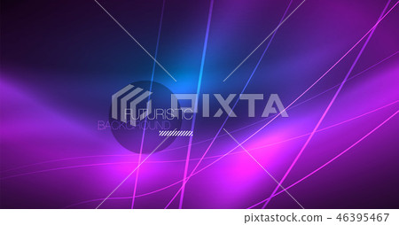 Neon glowing magic background, neon banner, night sky wallpaper. Magic light effect. Christmas 46395467