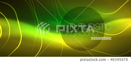 Neon glowing wave, magic energy and light motion background. Vector wallpaper template Neon glowing wave, magic energy and light motion background. Vector wallpaper template 46395878