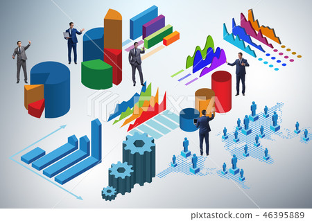 Businessman in business analytics infographics concept Businessman in business analytics infographics concept 46395889
