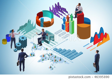 Businessman in business analytics infographics concept Businessman in business analytics infographics concept 46395890