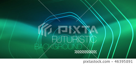 Neon glowing lines, magic energy space blue light concept, abstract background wallpaper design Neon glowing lines, magic energy space blue light concept, abstract background wallpaper design 46395891