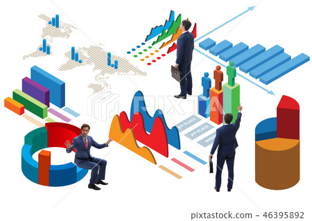 Businessman in business analytics infographics concept Businessman in business analytics infographics concept 46395892