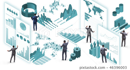 Businessman in business visualization and infographics concept Businessman in business visualization and infographics concept 46396003