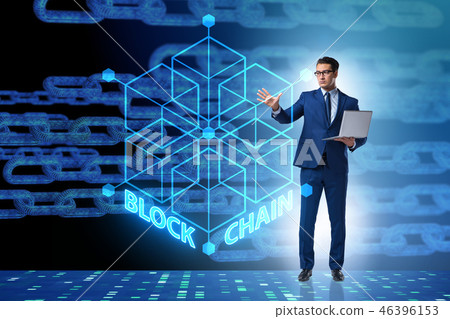 Young businessman in innovative blockchain concept 46396153