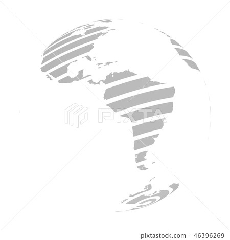 Earth globe with grey striped World land map focused on South America. 3D vector illustration Earth globe with grey striped World land map focused on South America. 3D vector illustration 46396269