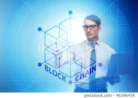 Young businessman in innovative blockchain concept 46396439