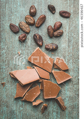 Crushed dark chocolate. 46396487