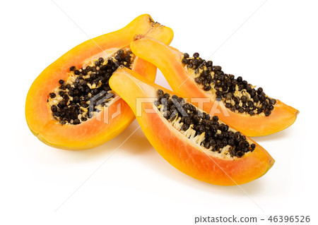 half of ripe papaya isolated on a white background half of ripe papaya isolated on a white background 46396526
