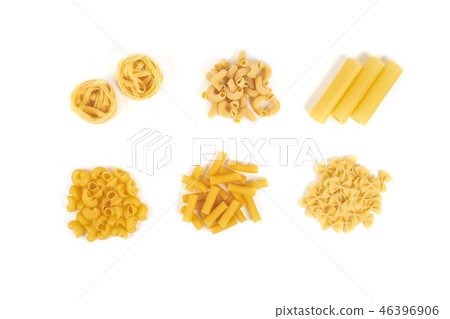 Collection of italian pasta portion isolated on white background. Collection of italian pasta portion isolated on white background. 46396906