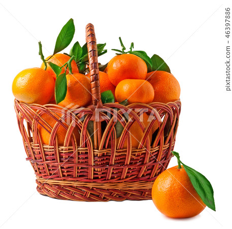 basket of tangerines on a white background basket of tangerines on a white background 46397886
