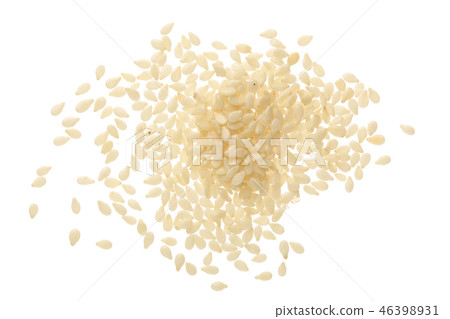 Sesame seeds isolated on white background top view. Flat lay Sesame seeds isolated on white background top view. Flat lay 46398931