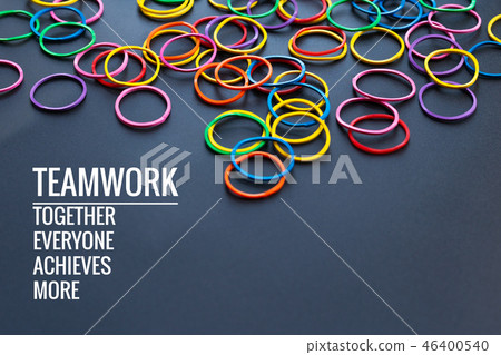 Teamwork concept. group of colorful rubber band Teamwork concept. group of colorful rubber band 46400540