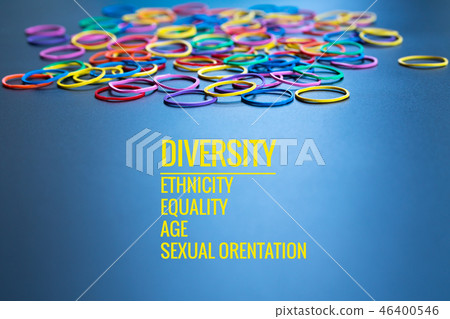 Diversity concept. mix colorful rubber band Diversity concept. mix colorful rubber band 46400546