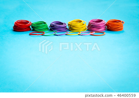 Teamwork concept. group of colorful rubber band Teamwork concept. group of colorful rubber band 46400559