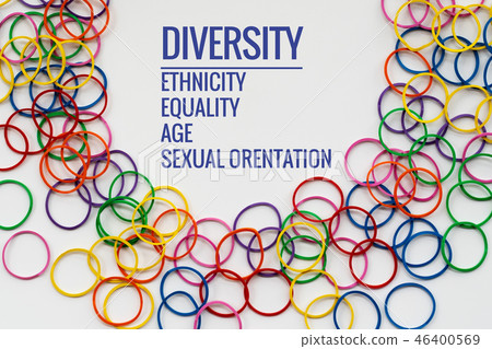 Diversity concept. mix colorful rubber band Diversity concept. mix colorful rubber band 46400569