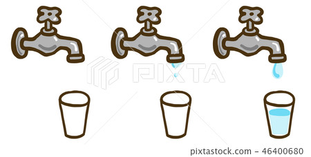 Water faucet cup water vector set Water faucet cup water vector set 46400680