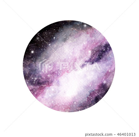 Cosmos illustration in circle. Watercolor Cosmos illustration in circle. Watercolor 46401013