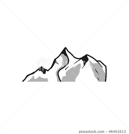 Mountain silhouette shape. Outdoor icon isolated on white background. Stock vector hiking symbol Mountain silhouette shape. Outdoor icon isolated on white background. Stock vector hiking symbol 46401613