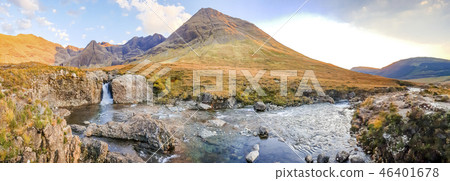 The Fairy Pools in front of the Black Cuillin Mountains on the Isle of Skye - Scotland 46401678