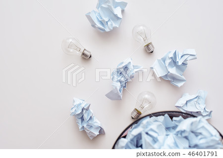 Don't mix trash. Crumple paper falling to the recycling bin Don't mix trash. Crumple paper falling to the recycling bin 46401791