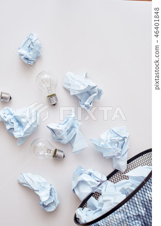 Don't mix trash. Crumple paper falling to the recycling bin Don't mix trash. Crumple paper falling to the recycling bin 46401848