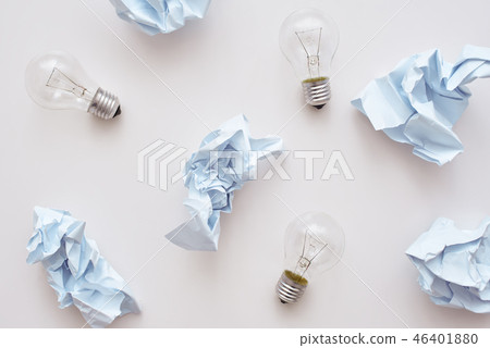 Don't mix trash. Crumple paper and lamps laying on the floor Don't mix trash. Crumple paper and lamps laying on the floor 46401880