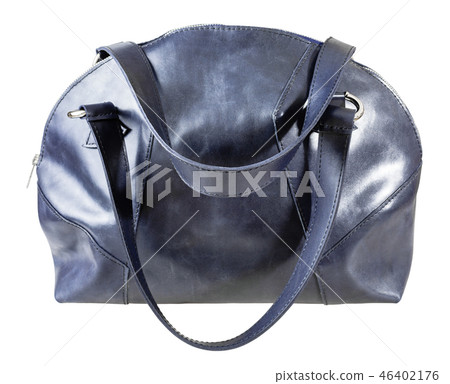 side view of dark blue leather handbag isolated side view of dark blue leather handbag isolated 46402176