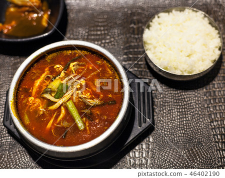 top view of Yukgaejang (spicy beef soup) top view of Yukgaejang (spicy beef soup) 46402190