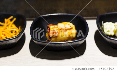 kimchi appetizer and other banchan side dishes kimchi appetizer and other banchan side dishes 46402192