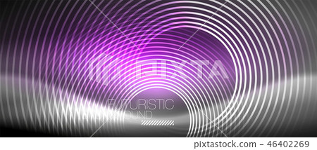 Neon circles abstract background, shiny lines 46402269