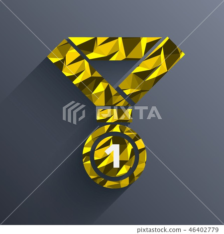 Polygonal medal number one vector background concept. Illustration template for web and mobile 46402779