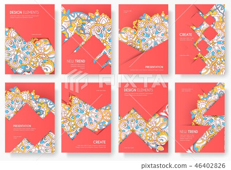 Abstract vector brochure cards set. Outline art template of flyer, magazines, posters, book cover Abstract vector brochure cards set. Outline art template of flyer, magazines, posters, book cover 46402826