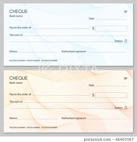 Check, Cheque (Chequebook template). Guilloche pat 46403567