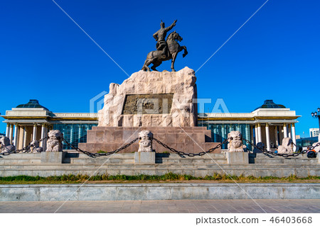 Statue of Mongolian revolutionary hero Sukhbaatar Statue of Mongolian revolutionary hero Sukhbaatar 46403668