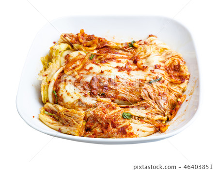 kimchi appetizer in white bowl isolated on white kimchi appetizer in white bowl isolated on white 46403851