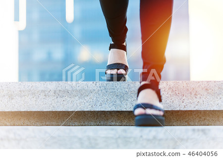 Woman step forward to success, businesswoman walk 46404056